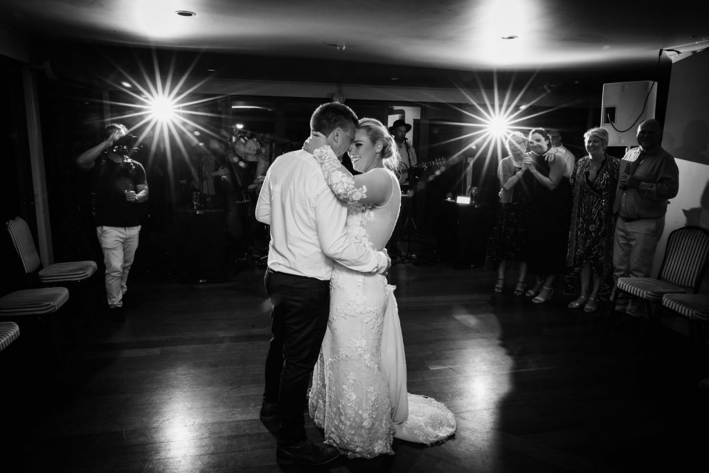 Real Bride Jamielle wearing her Custom Harriett Falvey Wedding Dress and Veil Made in New Zealand